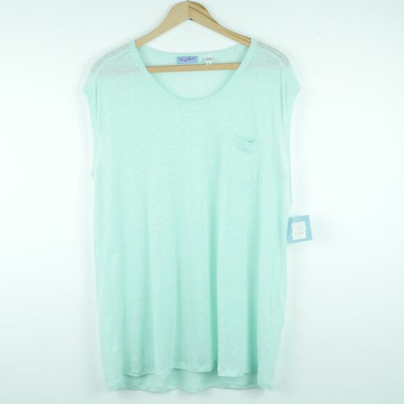 Acrobat Large Top 100% Linen Sleeveless Pocket Tee Tunic Minimal Beachy Sheer - Picture 1 of 9